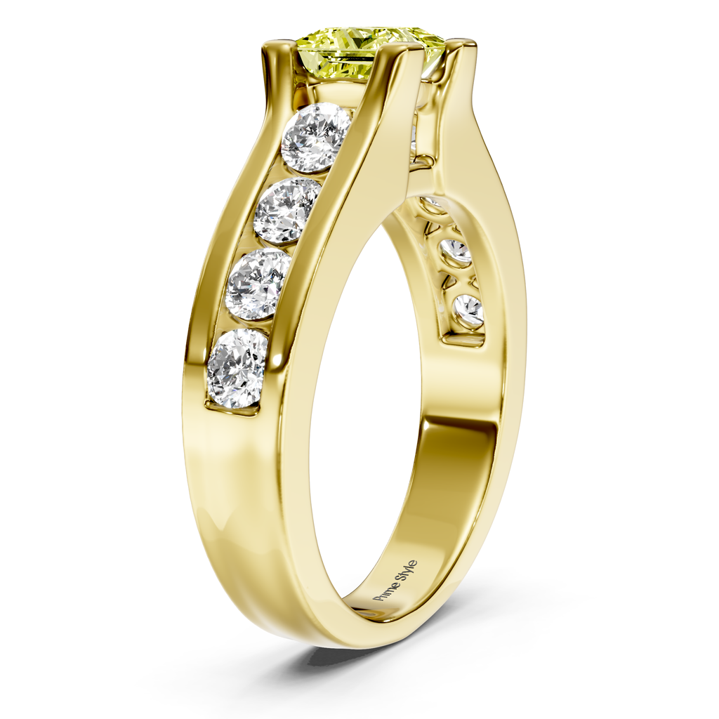 1.80-4.80 CT Princess & Round Cut Fancy Yellow Diamonds - Engagement Ring