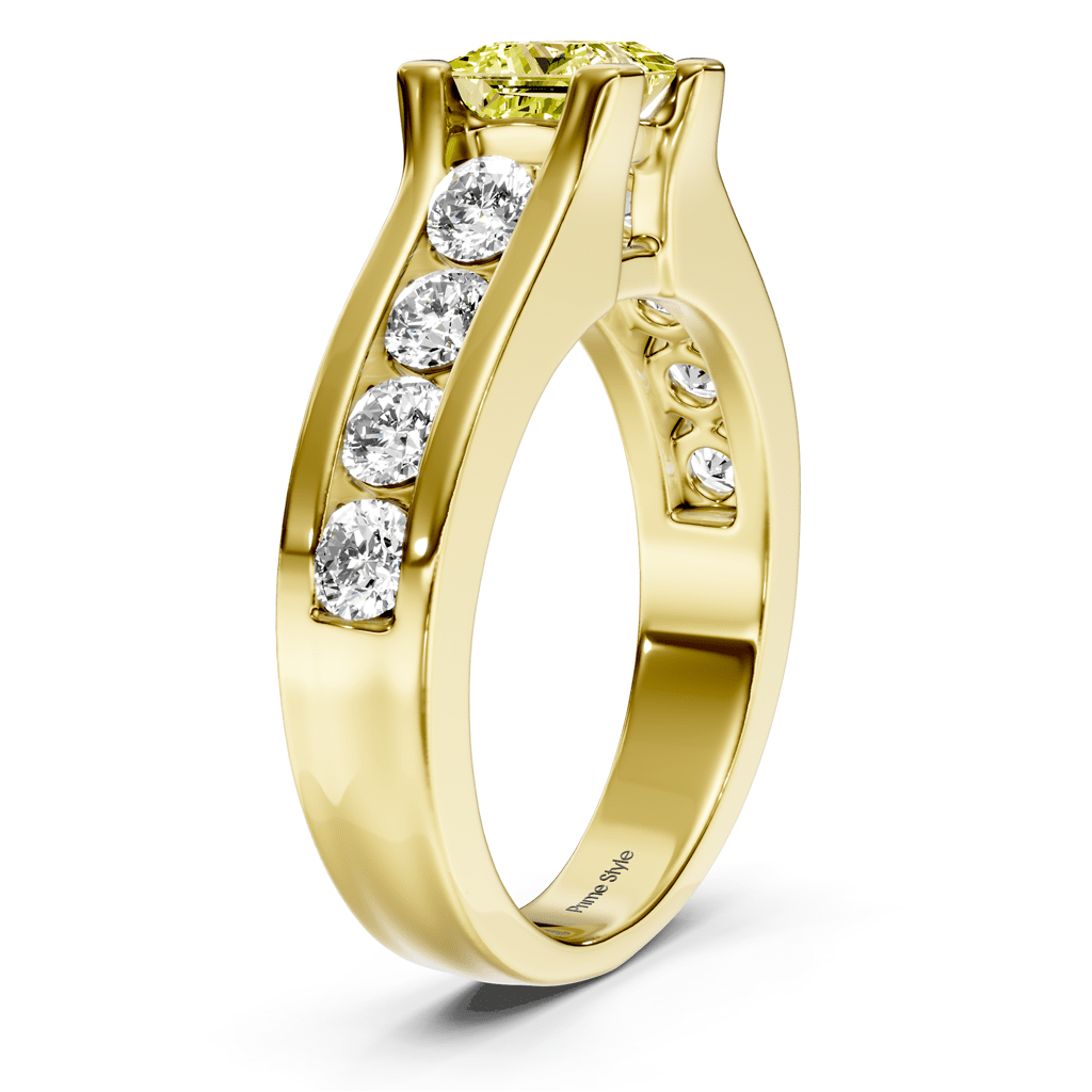 1.80 - 4.80 CT Princess & Round Cut Fancy Yellow Diamonds - Engagement Ring - Primestyle.com