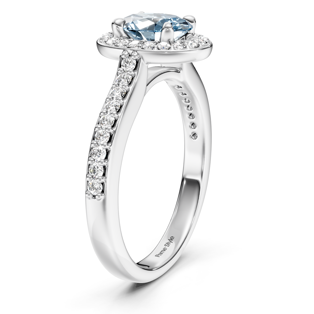 1.30-4.30 CT Marquise & Round Cut Fancy Blue Diamonds - Engagement Ring