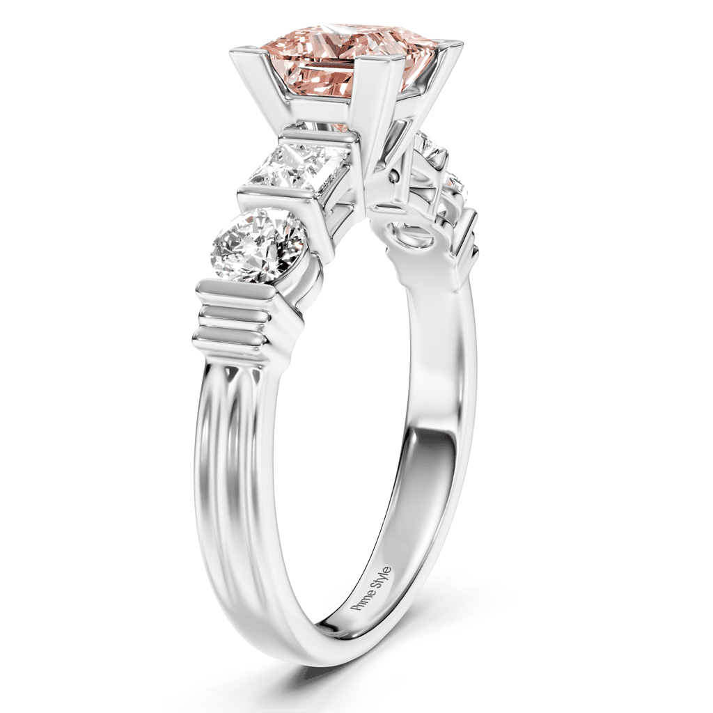 1.70 - 4.70 CT Princess & Round Cut Fancy Pink Diamonds - Engagement Ring - Primestyle.com