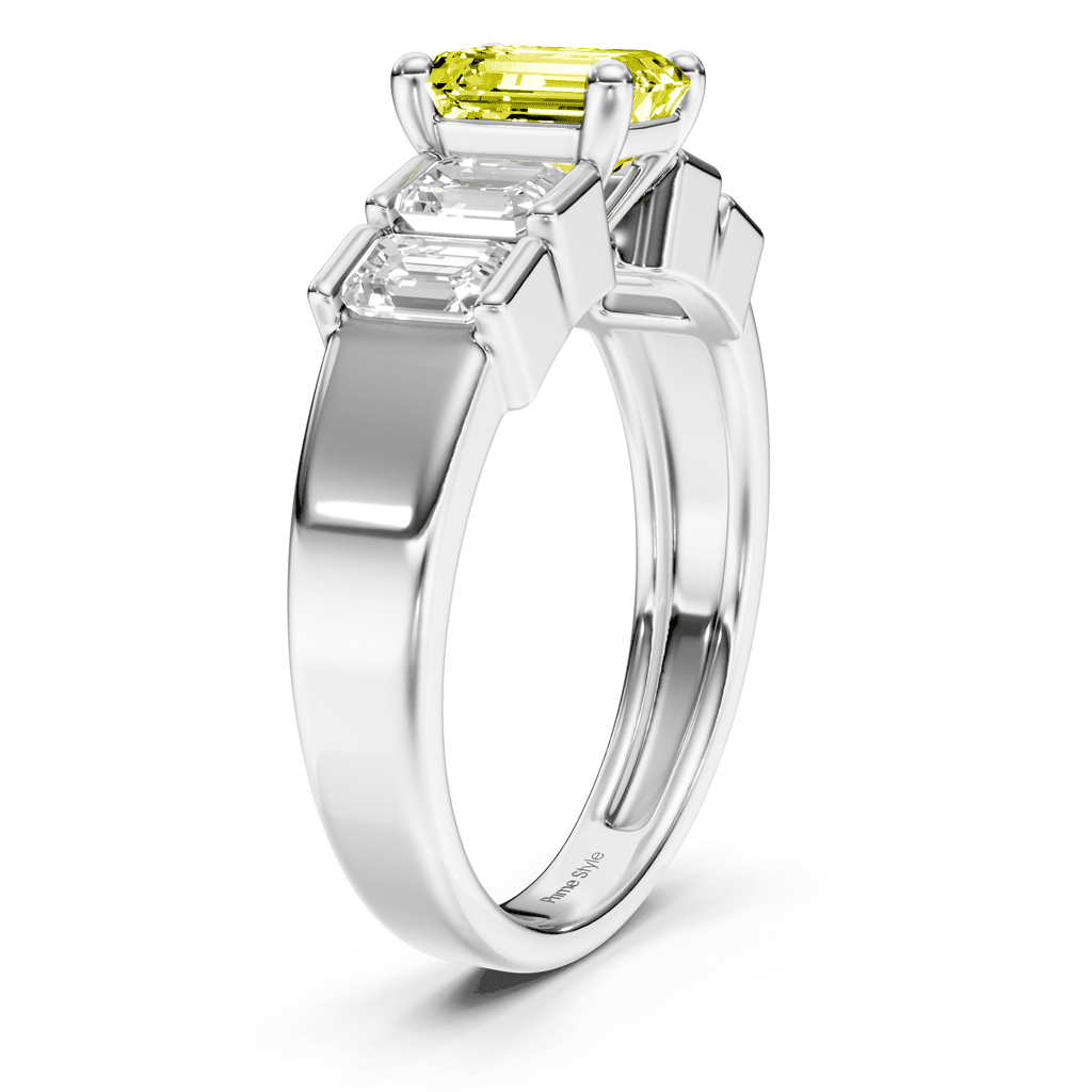 1.80-4.80 CT Princess & Round Cut Fancy Yellow Diamonds - Engagement Ring