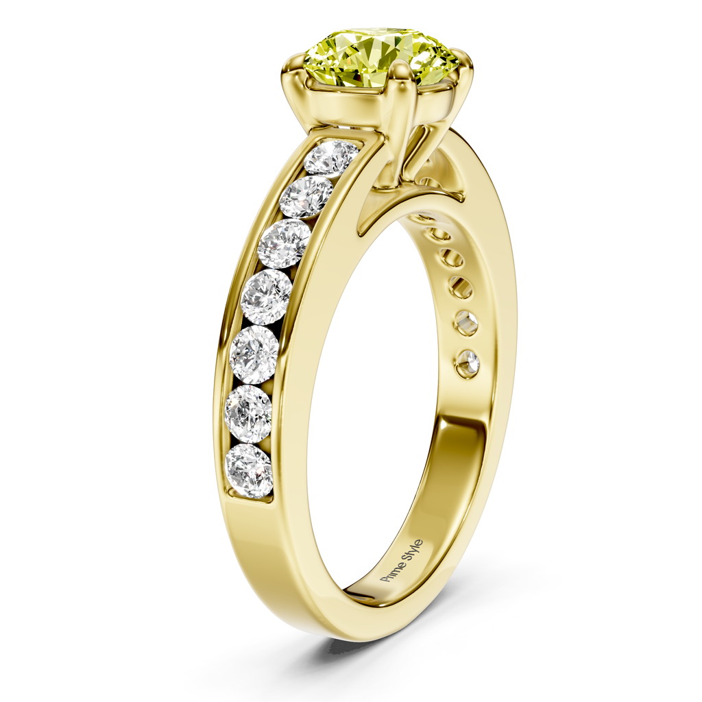 1.65-4.65 CT Round Cut Fancy Yellow Diamonds - Engagement Ring
