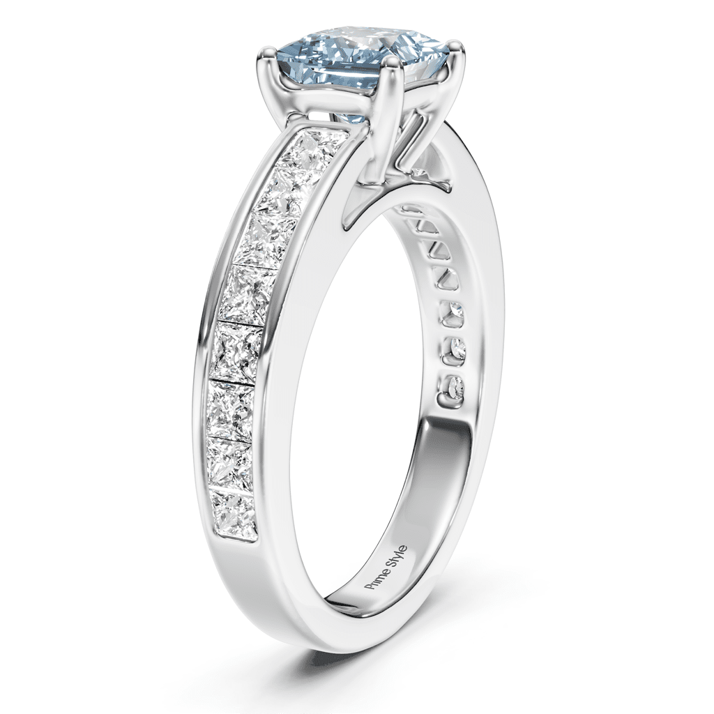 2.25 - 5.25 CT Princess Cut Fancy Blue Diamonds - Engagement Ring - Primestyle.com