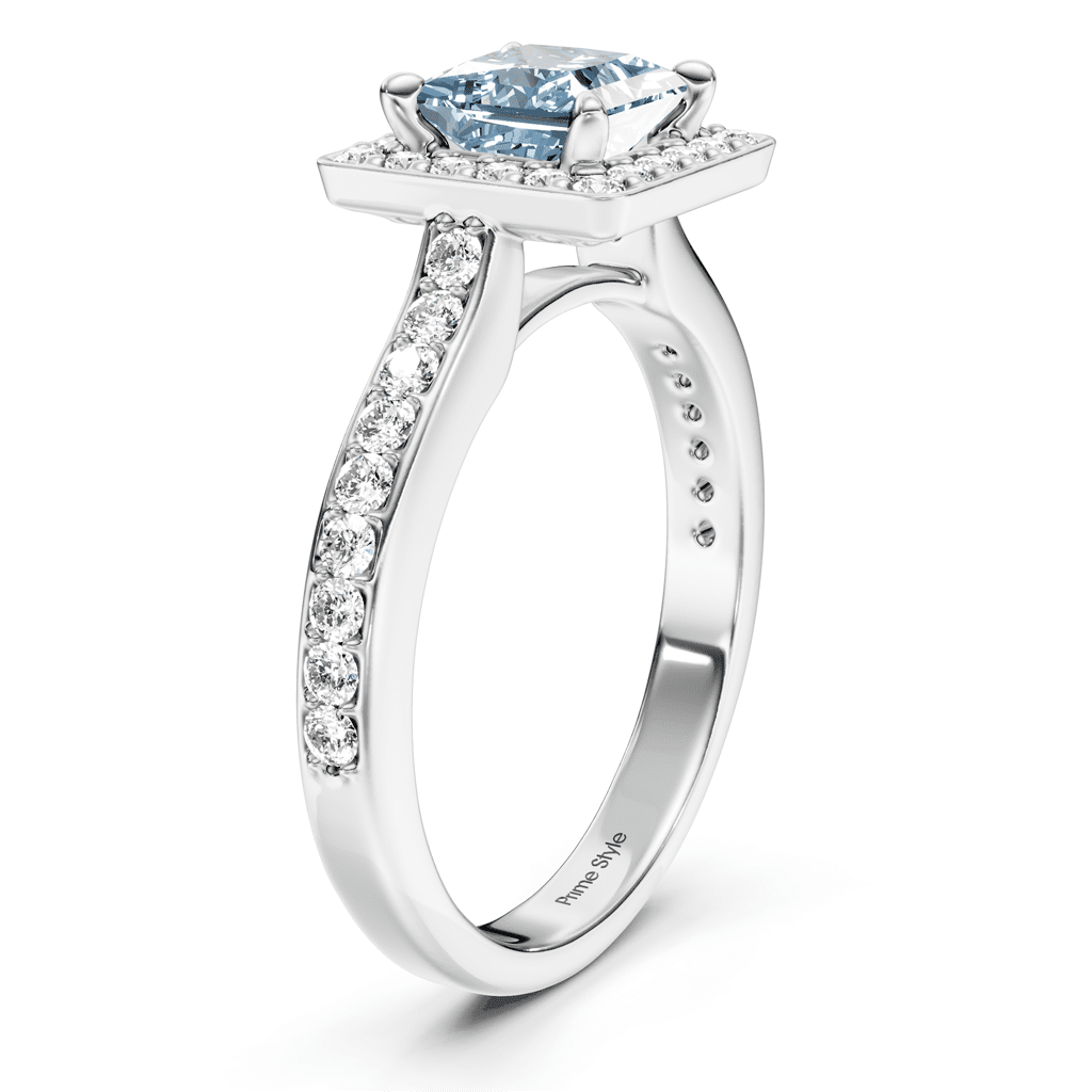 1.40 - 4.40 CT Princess & Round Cut Fancy Blue Diamonds - Engagement Ring - Primestyle.com