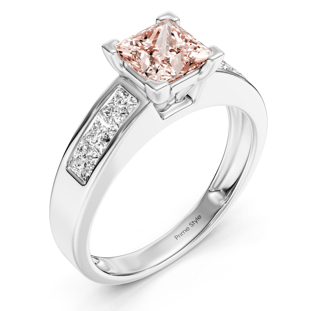 1.80 - 4.80 CT Princess Cut Fancy Pink Diamonds - Engagement Ring - Primestyle.com