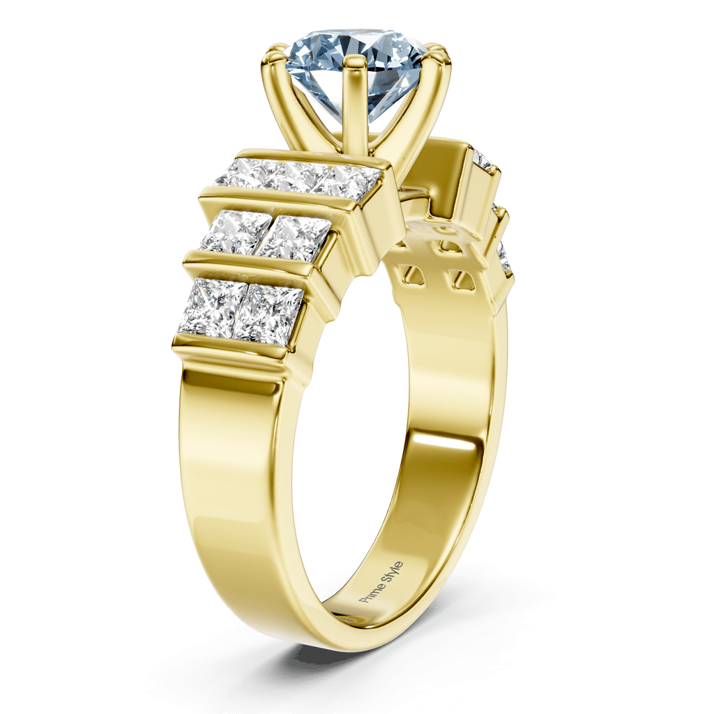 2.20-5.20 CT Princess & Round Cut Fancy Blue Diamonds - Engagement Ring