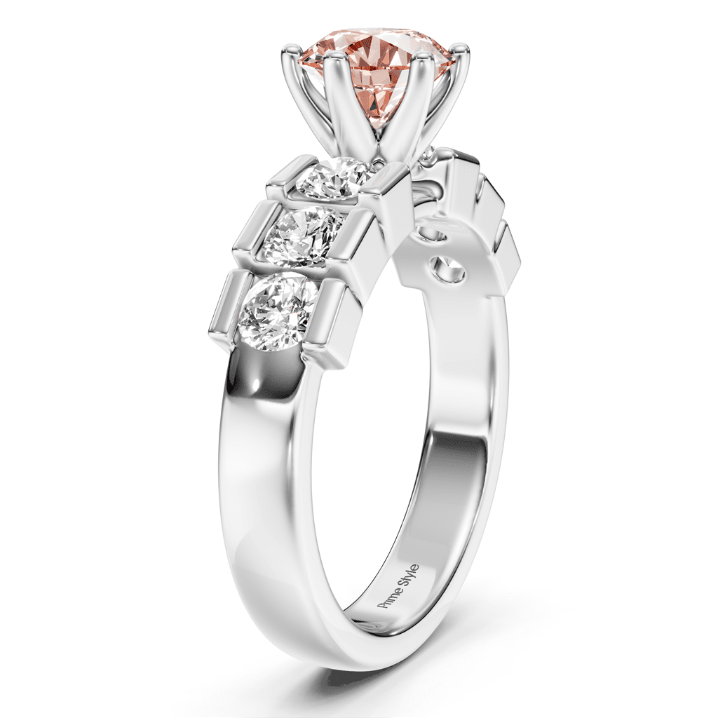 1.85 - 4.85 CT Round Cut Fancy Pink Diamonds - Engagement Ring - Primestyle.com
