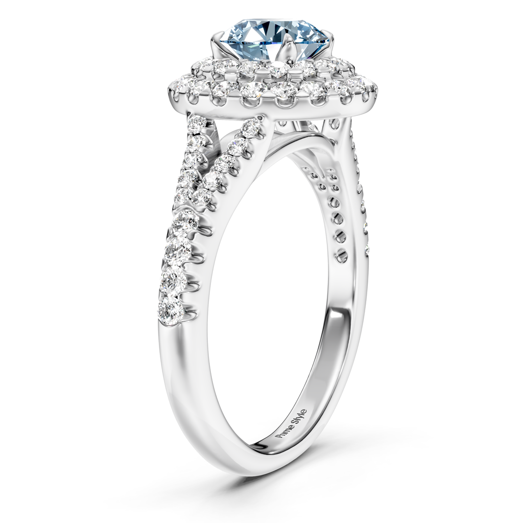 1.49-4.49 CT Round Cut Fancy Blue Diamonds - Engagement Ring