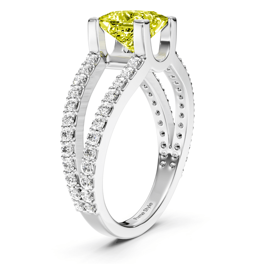 1.50-4.50 CT Princess & Round Cut Fancy Yellow Diamonds - Engagement Ring