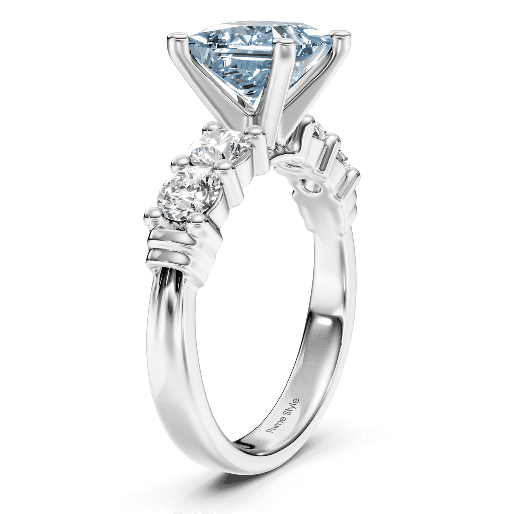 1.60-4.60 CT Round Cut Fancy Blue Diamonds - Engagement Ring