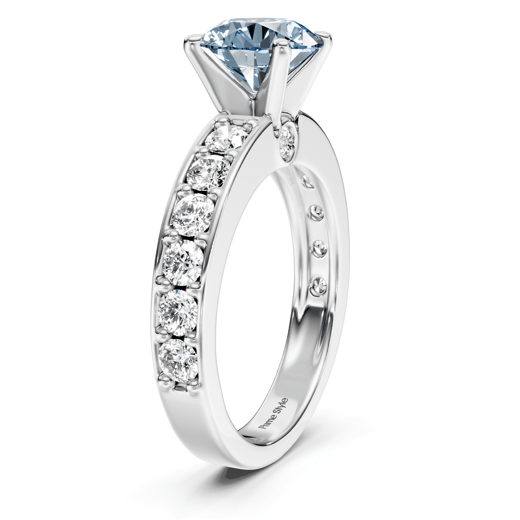 1.80-4.80 CT Princess & Round Cut Fancy Blue Diamonds - Engagement Ring