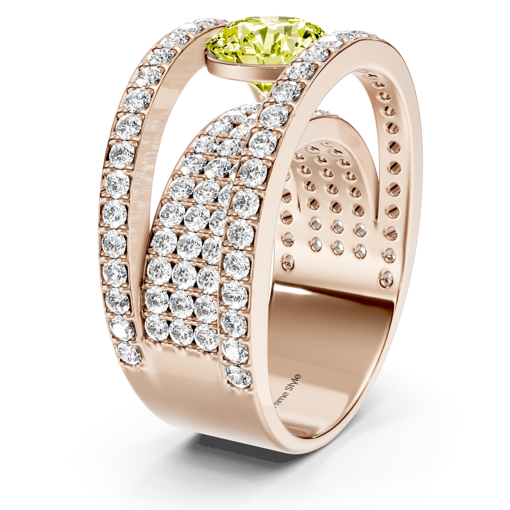 2.80-5.80 CT Round Cut Fancy Yellow Diamonds - Engagement Ring