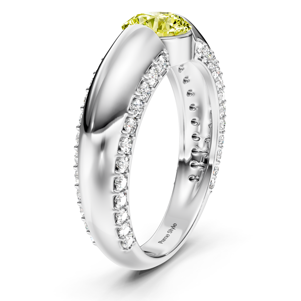 1.65-4.65 CT Round Cut Fancy Yellow Diamonds - Engagement Ring