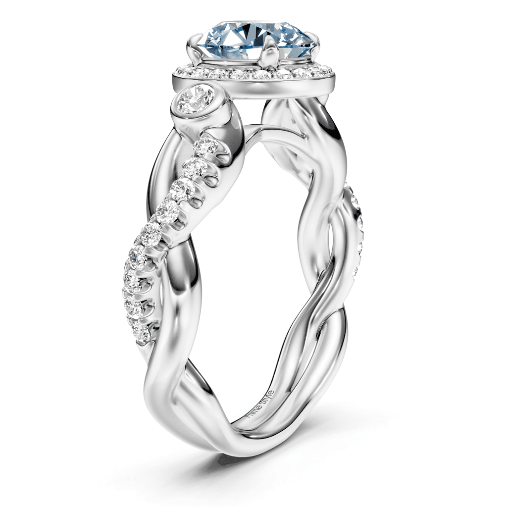 1.70-4.70 CT Princess & Round Cut Fancy Blue Diamonds - Engagement Ring