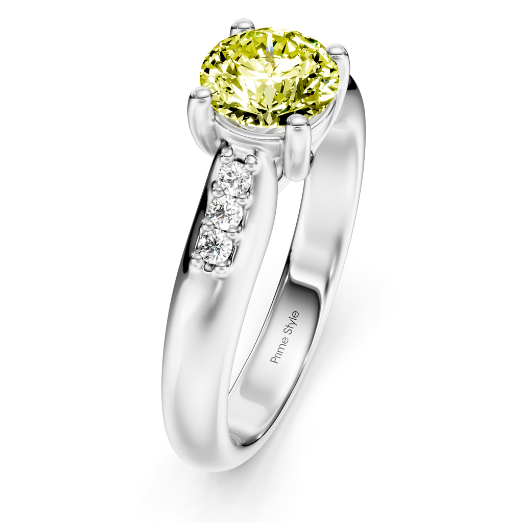 1.10-4.10 CT Round Cut Fancy Yellow Diamonds - Engagement Ring