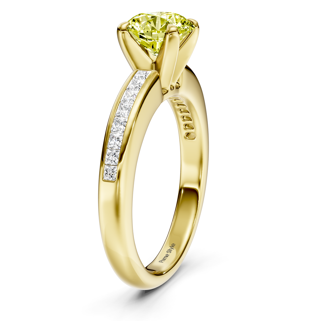 1.32-4.32 CT Princess & Round Cut Fancy Yellow Diamonds - Engagement Ring