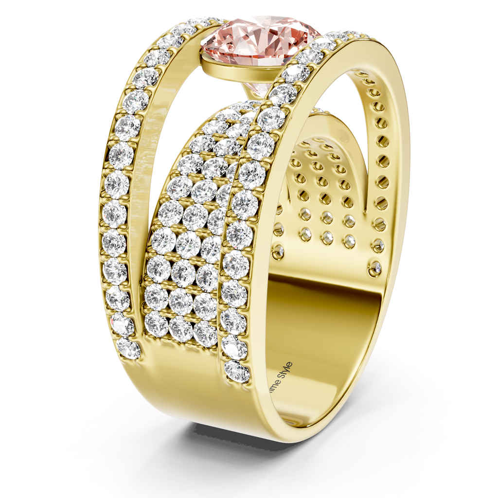 2.80-5.80 CT Round Cut Fancy Pink Diamonds - Engagement Ring