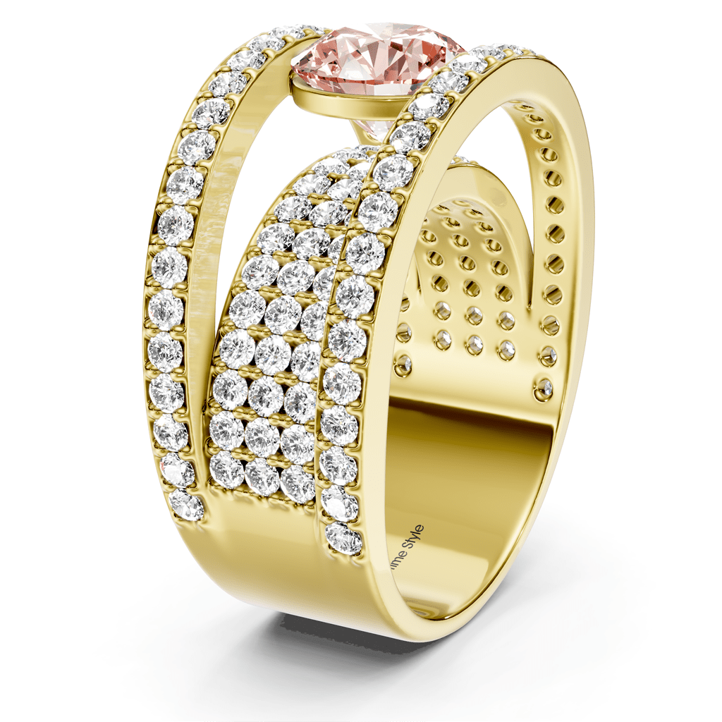 2.80-5.80 CT Round Cut Fancy Pink Diamonds - Engagement Ring