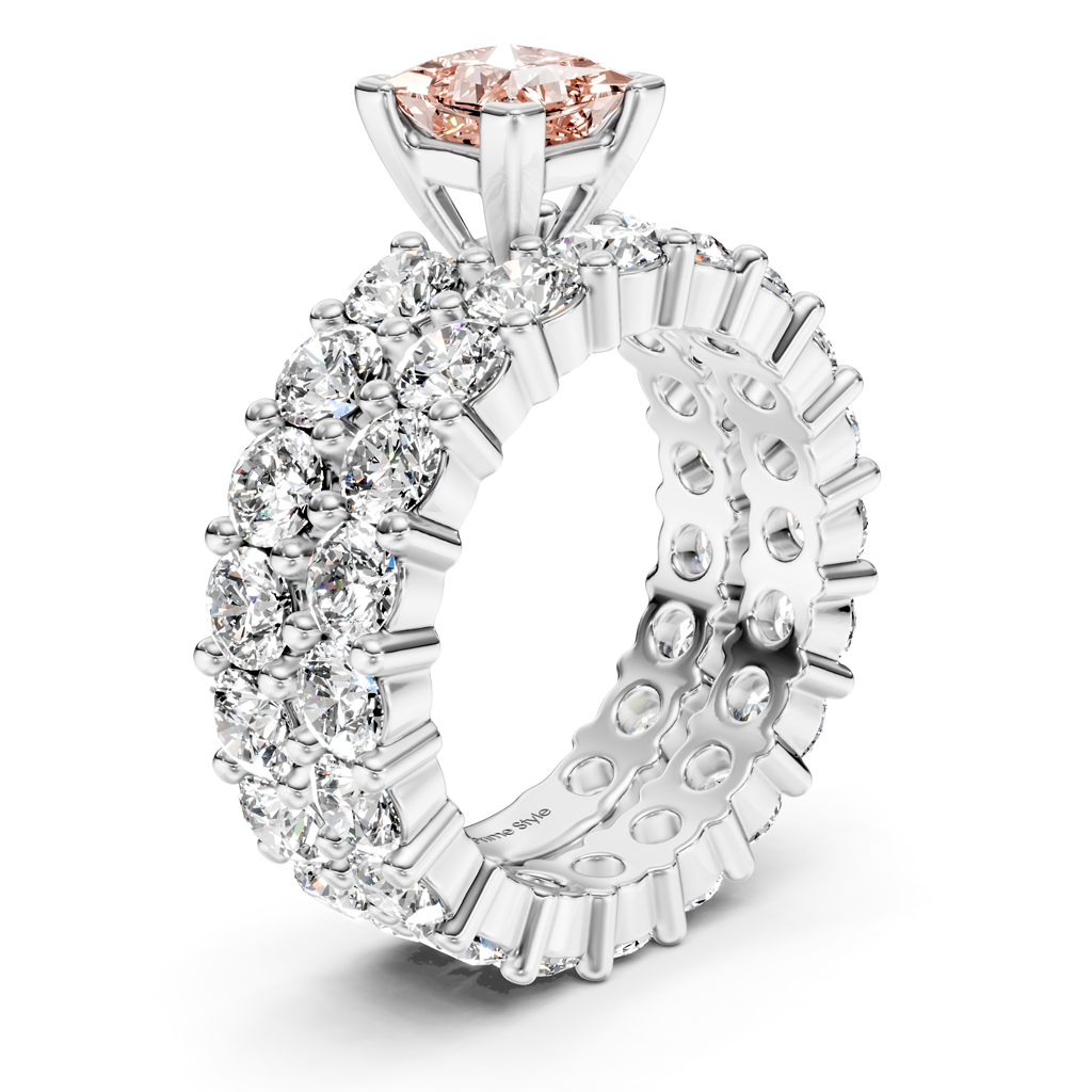 6.30-9.30 CT Princess & Round Cut Fancy Pink Diamonds - Bridal Set