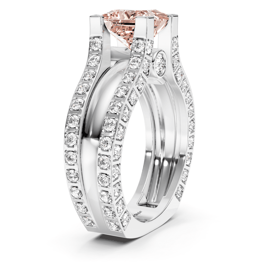 2.10 - 5.10 CT Princess & Round Cut Fancy Pink Diamonds - Engagement Ring - Primestyle.com