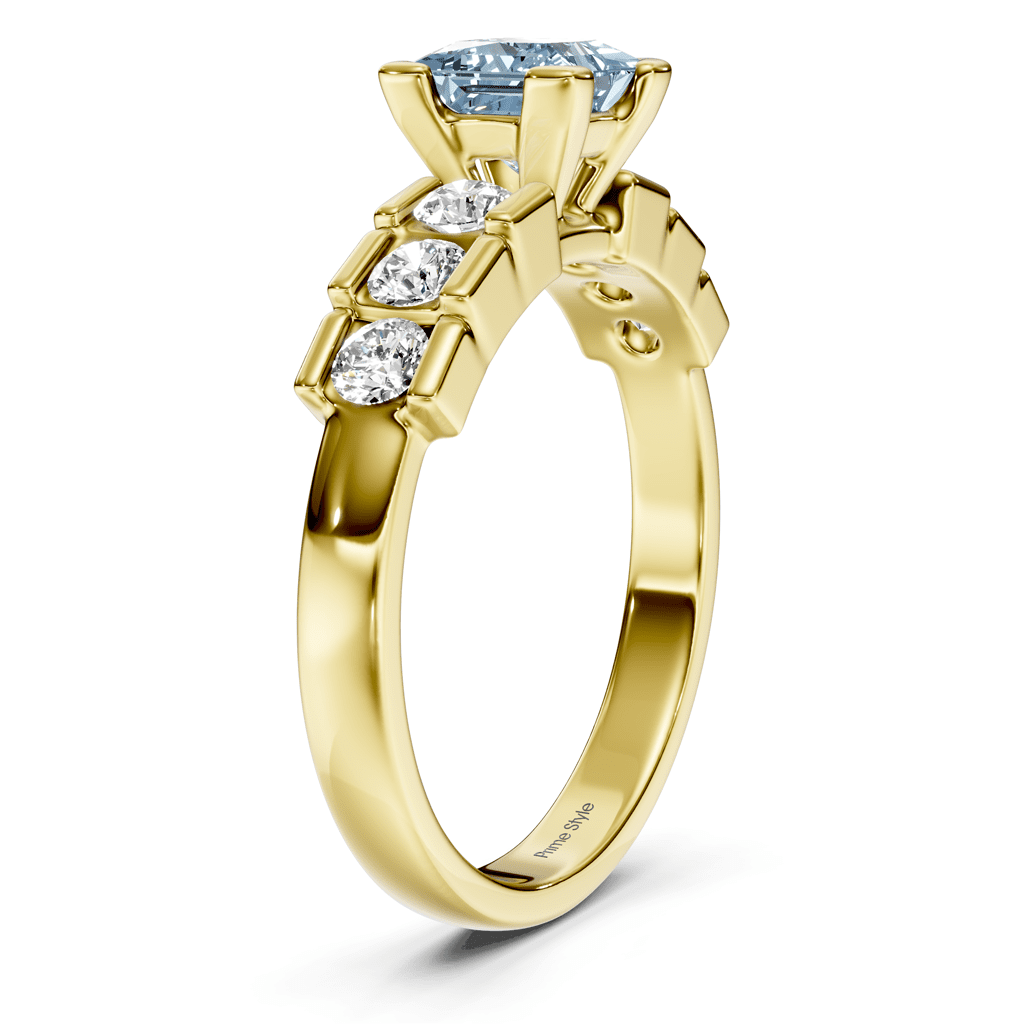 1.60 - 4.60 CT Princess & Round Cut Fancy Blue Diamonds - Engagement Ring - Primestyle.com