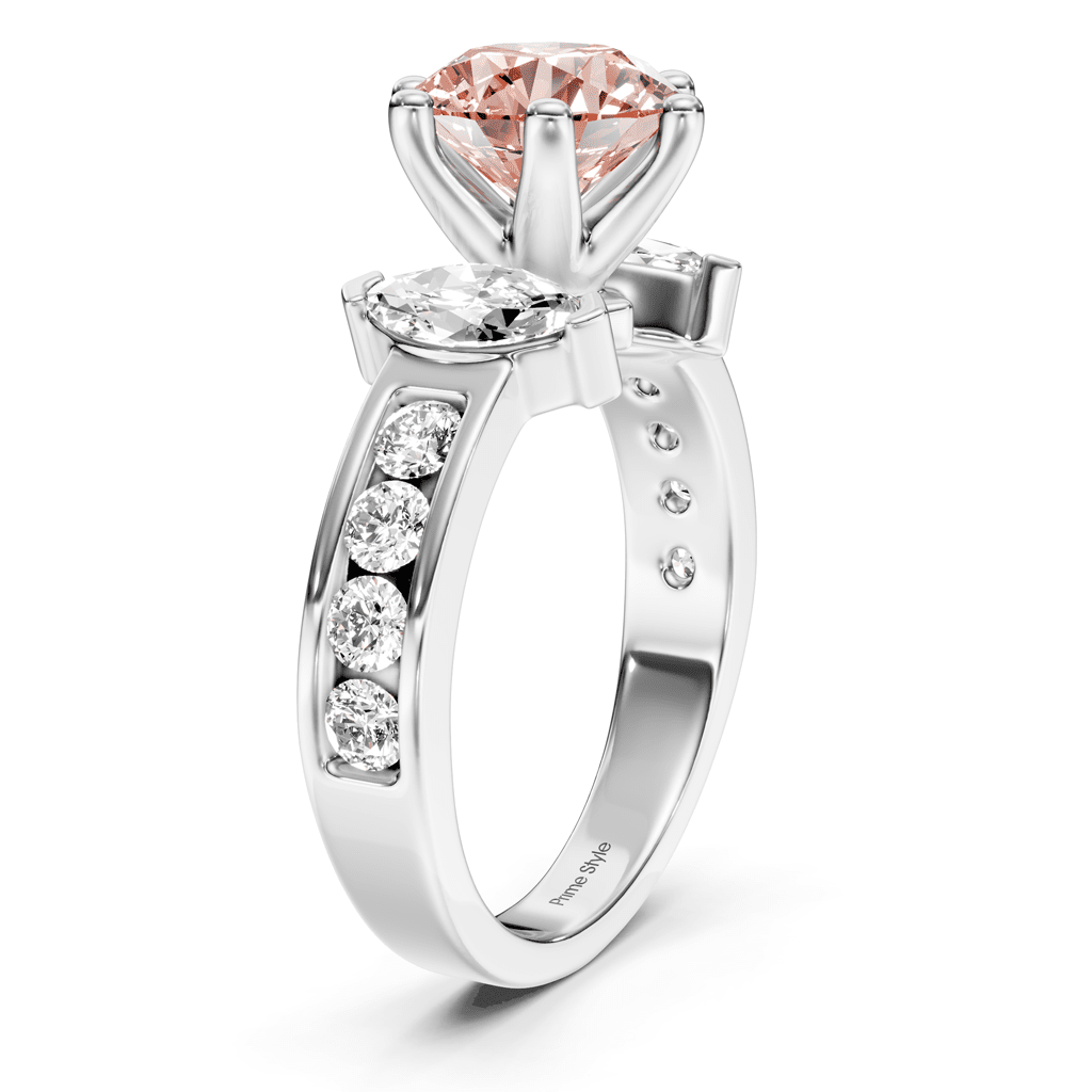 1.85 - 4.85 CT Marquise & Round Cut Fancy Pink Diamonds - Engagement Ring - Primestyle.com