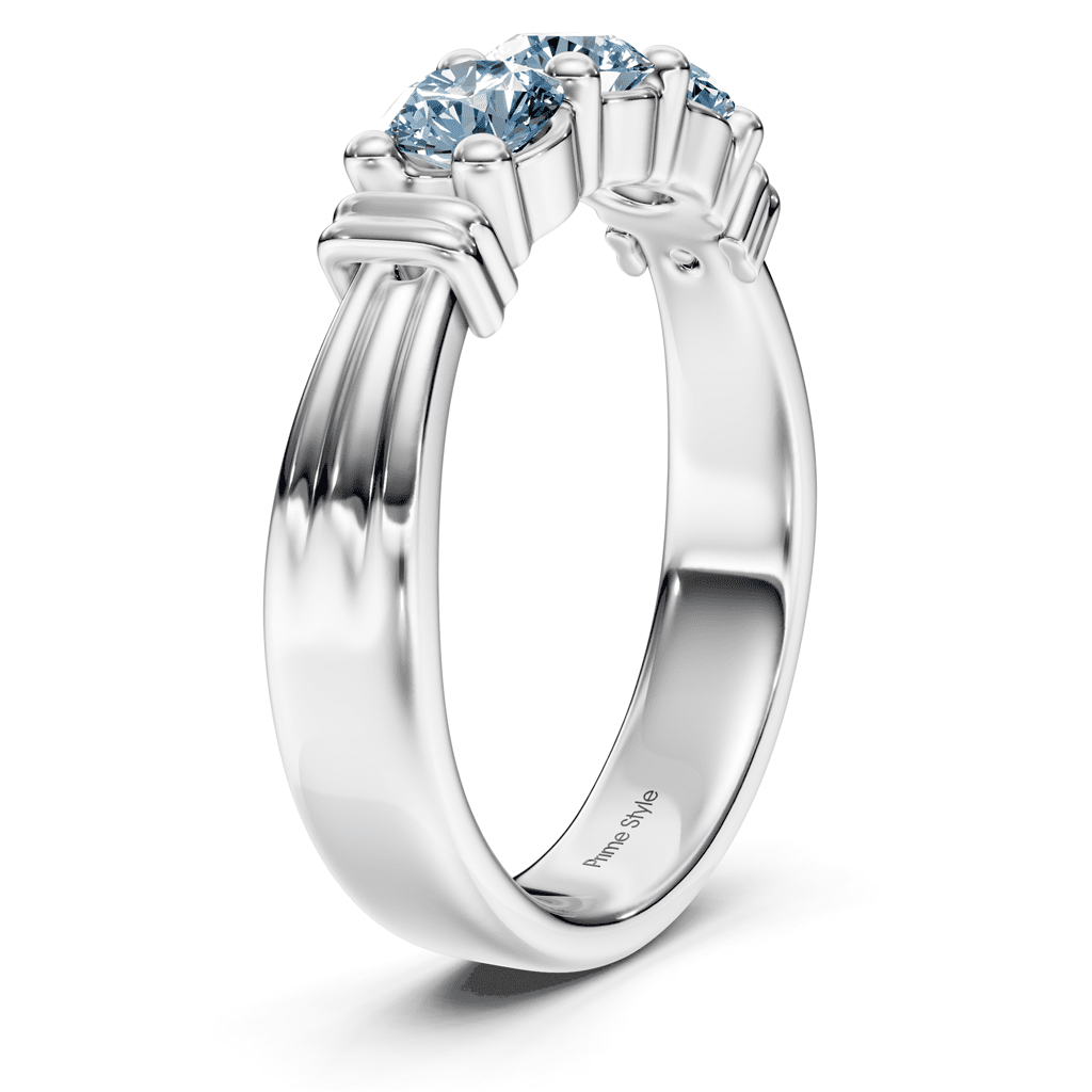 1.55-4.55 CT Round Cut Fancy Blue Diamonds - Engagement Ring