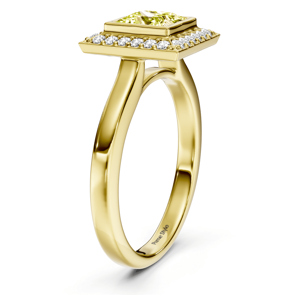 1.14 - 4.14 CT Princess & Round Cut Fancy Yellow Diamonds - Engagement Ring - Primestyle.com