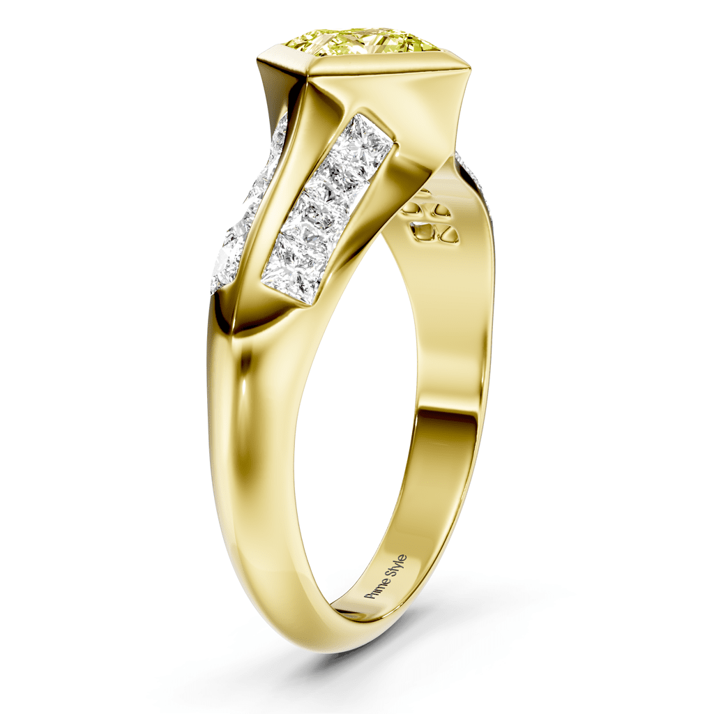 2.00 - 5.00 CT Princess Cut Fancy Yellow Diamonds - Engagement Ring - Primestyle.com