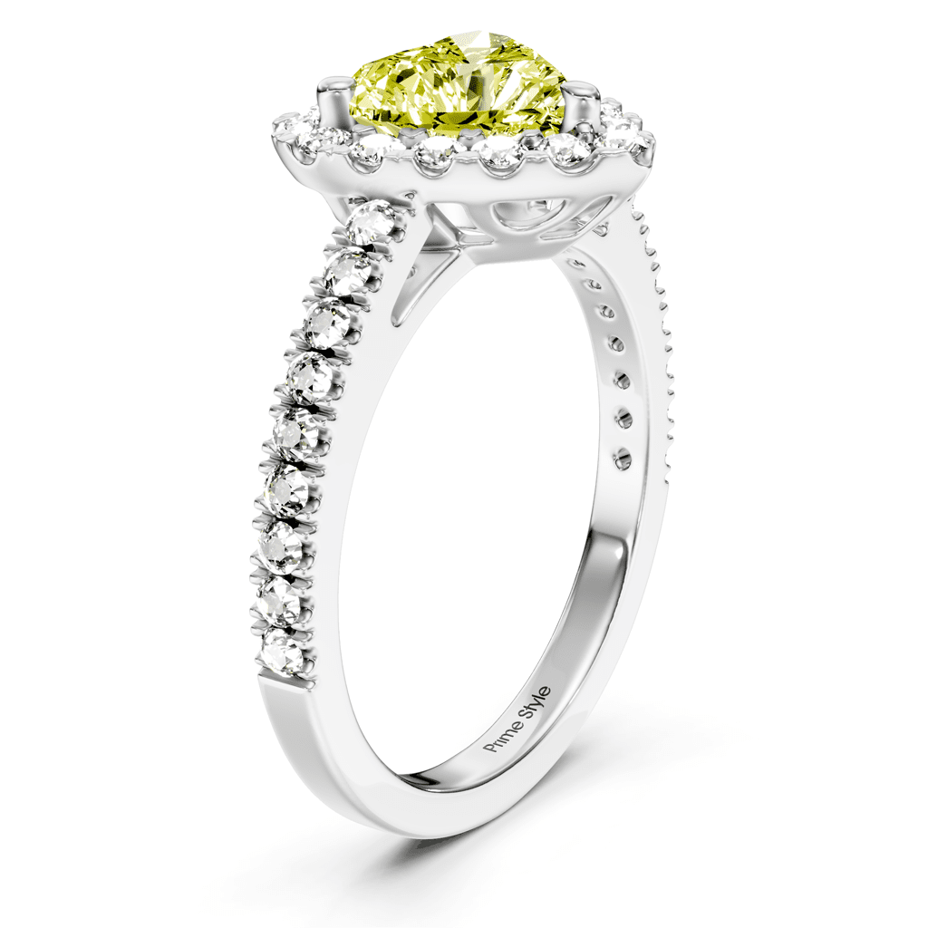 1.45 - 4.45 CT Heart & Round Cut Fancy Yellow Diamonds - Engagement Ring - Primestyle.com