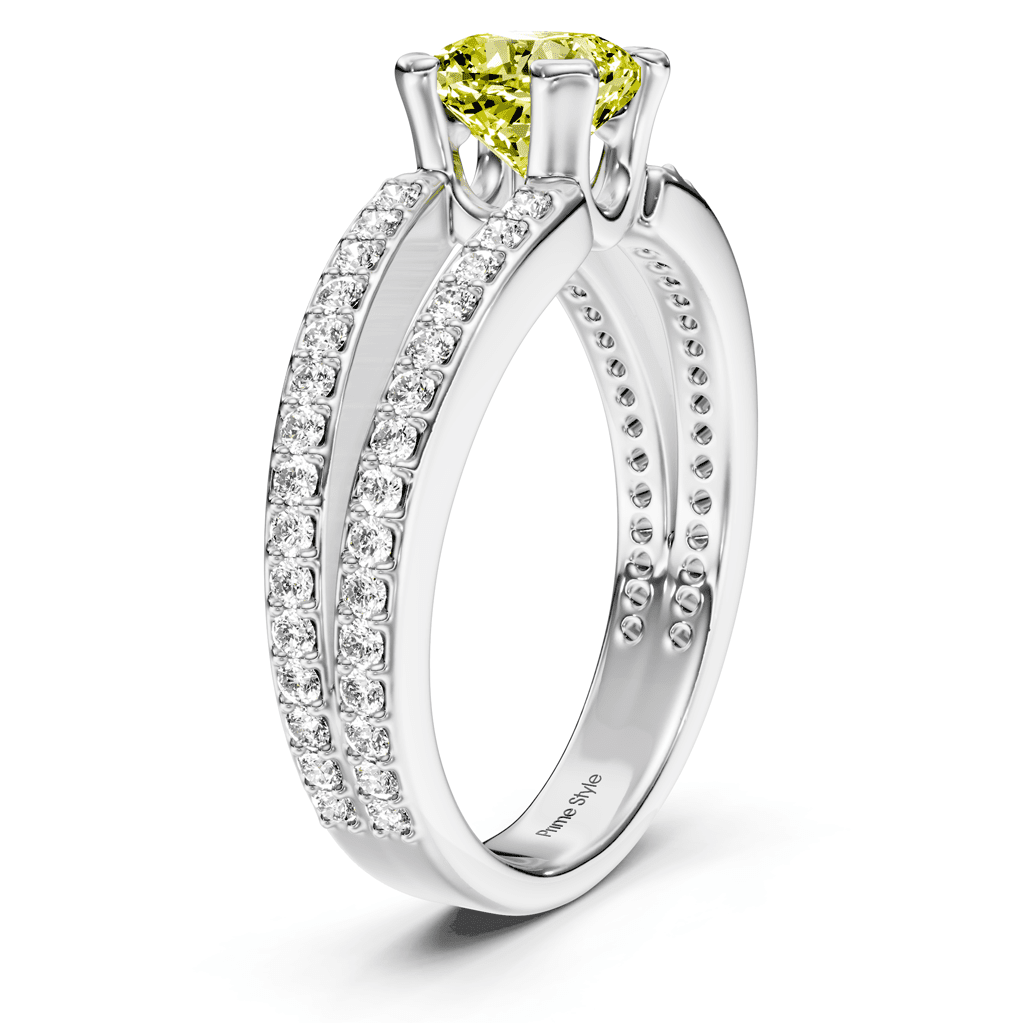 1.50 - 4.50 CT Cushion & Round Cut Fancy Yellow Diamonds - Engagement Ring - Primestyle.com