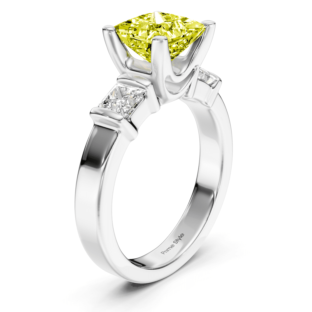 1.50-4.50 CT Princess Cut Fancy Yellow Diamonds - Engagement Ring
