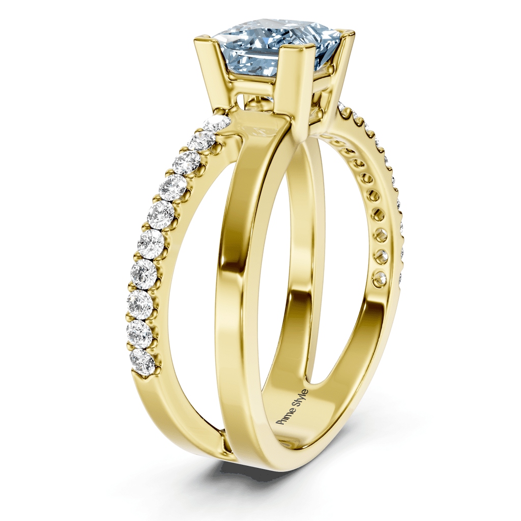 1.25 - 4.25 CT Princess & Round Cut Fancy Blue Diamonds - Engagement Ring - Primestyle.com