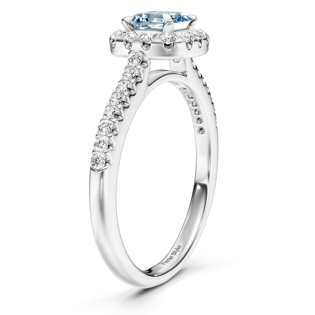 1.35-4.35 CT Ascher & Round Cut Fancy Blue Diamonds - Engagement Ring