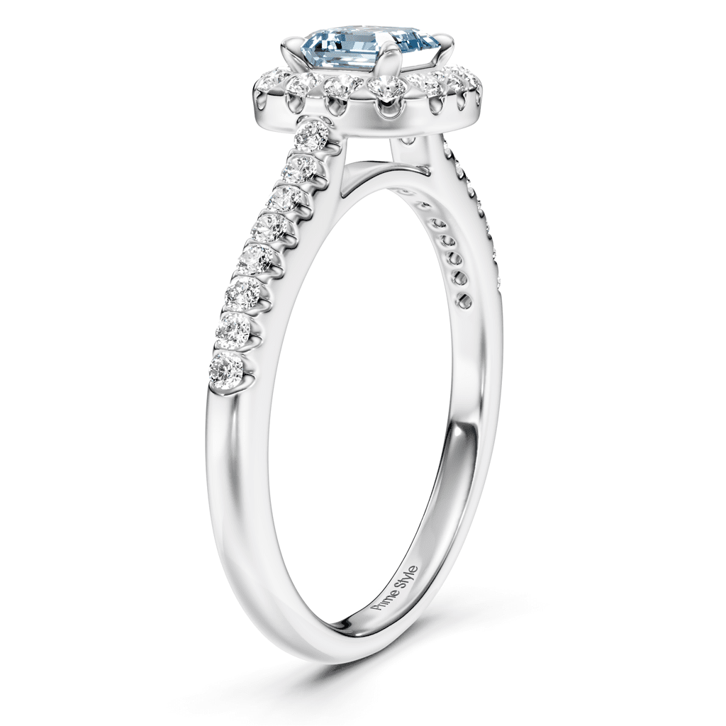 1.35-4.35 CT Ascher & Round Cut Fancy Blue Diamonds - Engagement Ring