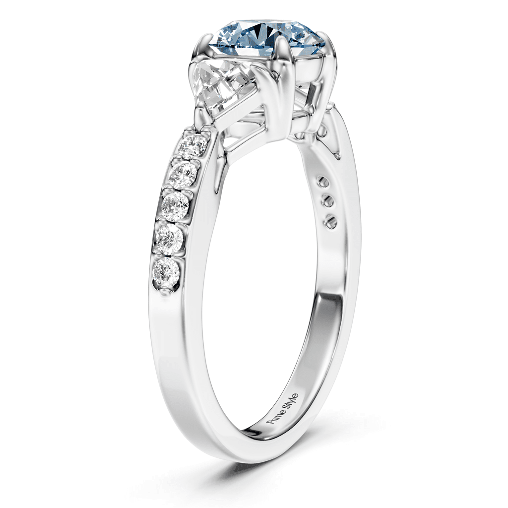1.60-4.60 CT Round & Triangle Cut Fancy Blue Diamonds - Engagement Ring