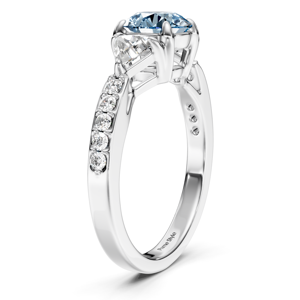 1.60-4.60 CT Round & Triangle Cut Fancy Blue Diamonds - Engagement Ring