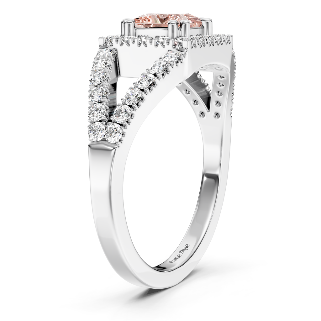 1.45-4.45 CT Princess & Round Cut Fancy Pink Diamonds - Engagement Ring