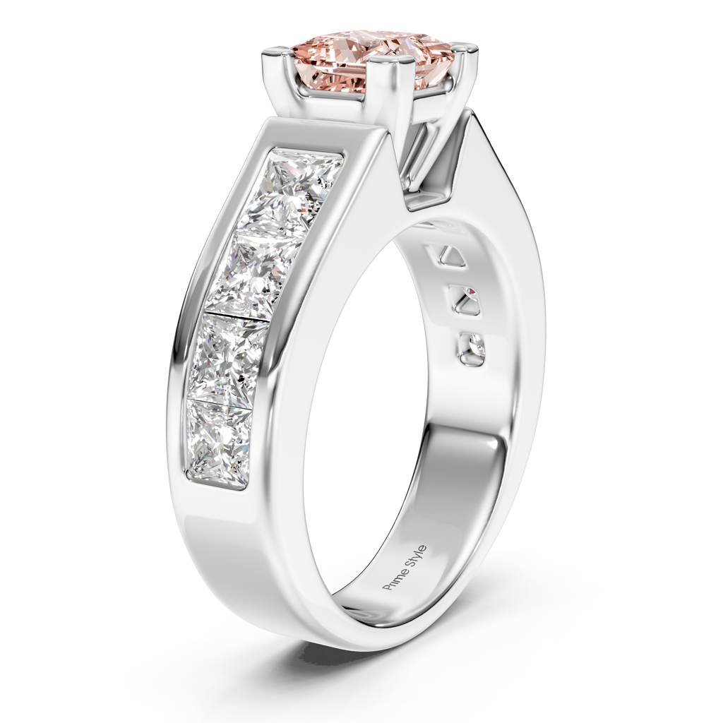 3.30-6.30 CT Princess Cut Fancy Pink Diamonds - Engagement Ring