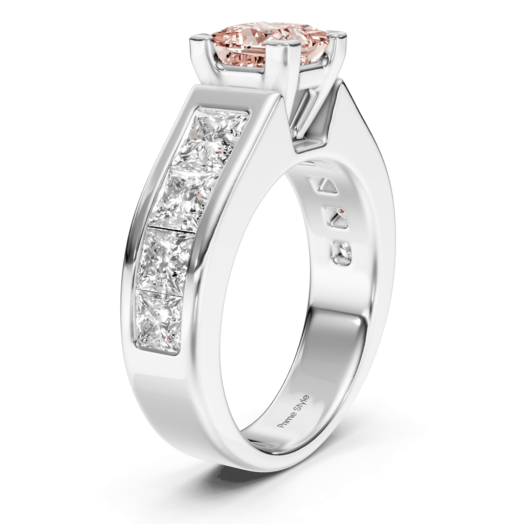 3.30 - 6.30 CT Princess Cut Fancy Pink Diamonds - Engagement Ring - Primestyle.com