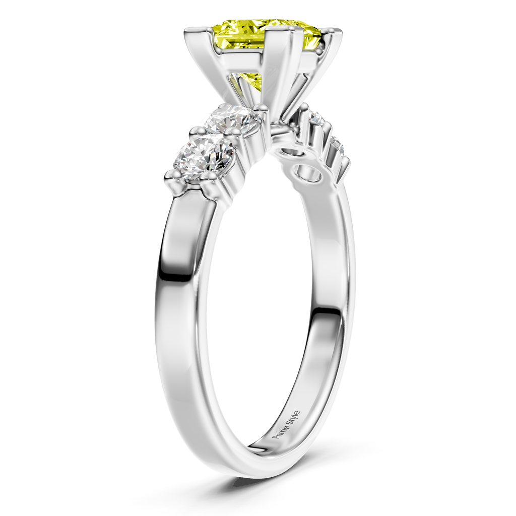 1.60-4.60 CT Princess & Round Cut Fancy Yellow Diamonds - Engagement Ring