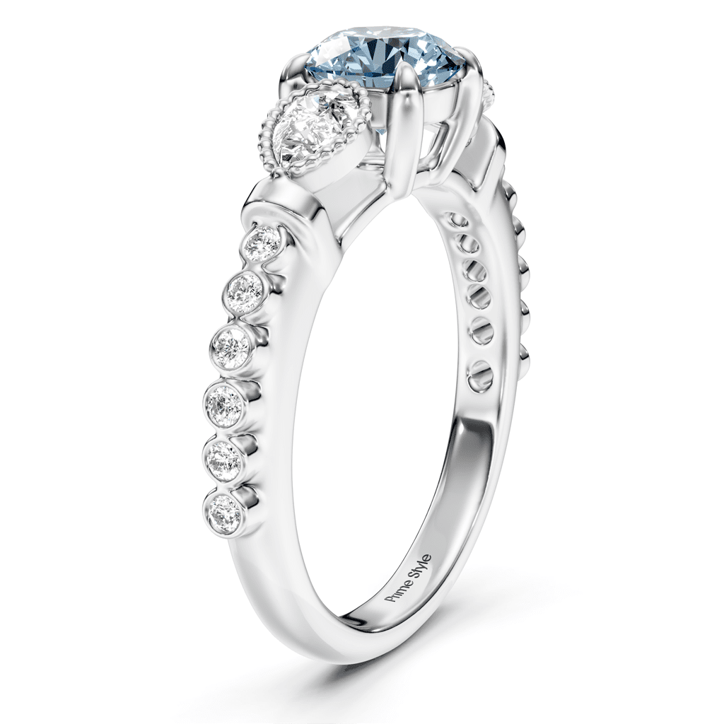 1.42 - 4.42 CT Pear & Round Cut Fancy Blue Diamonds - Engagement Ring - Primestyle.com
