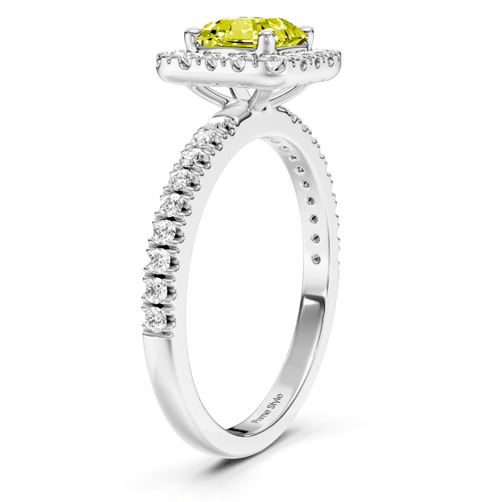 1.45 - 4.45 CT Ascher & Round Cut Fancy Yellow Diamonds - Engagement Ring - Primestyle.com
