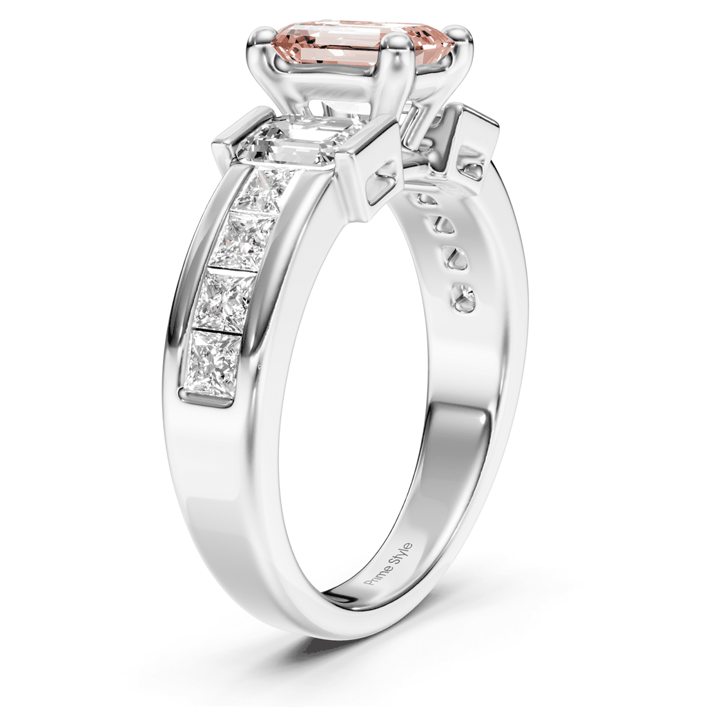 2.30-5.30 CT Emerald & Princess Cut Fancy Pink Diamonds - Engagement Ring