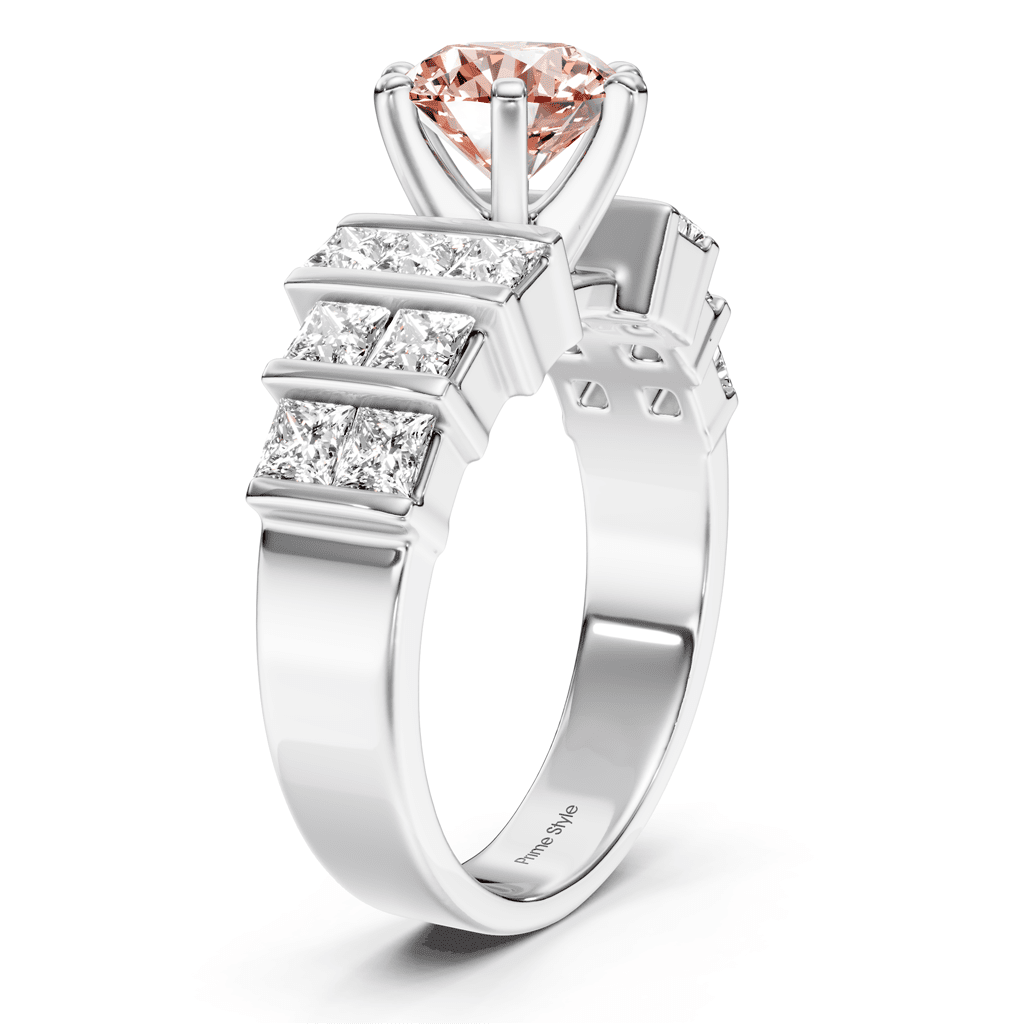 2.20-5.20 CT Princess & Round Cut Fancy Pink Diamonds - Engagement Ring