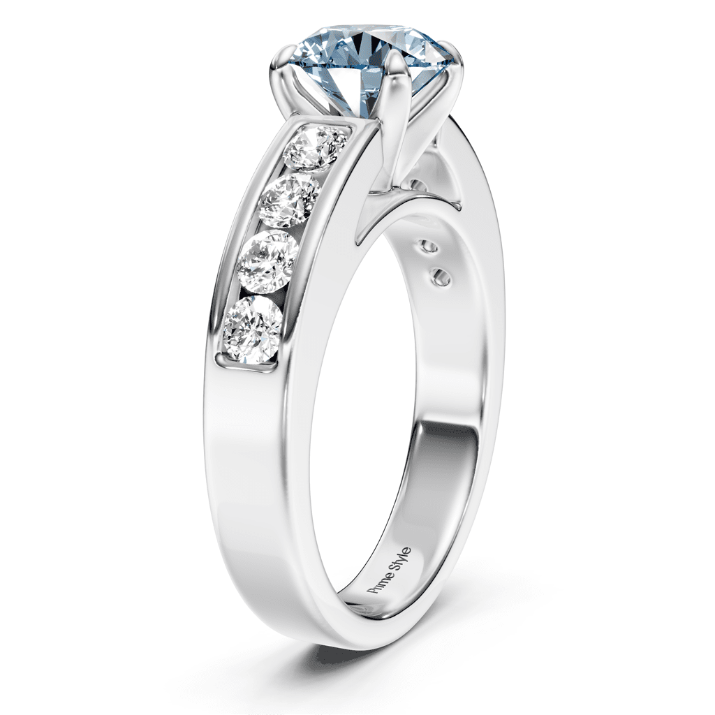 1.45-4.45 CT Round Cut Fancy Blue Diamonds - Engagement Ring