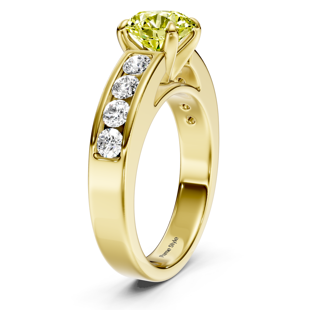 1.45-4.45 CT Round Cut Fancy Yellow Diamonds - Engagement Ring