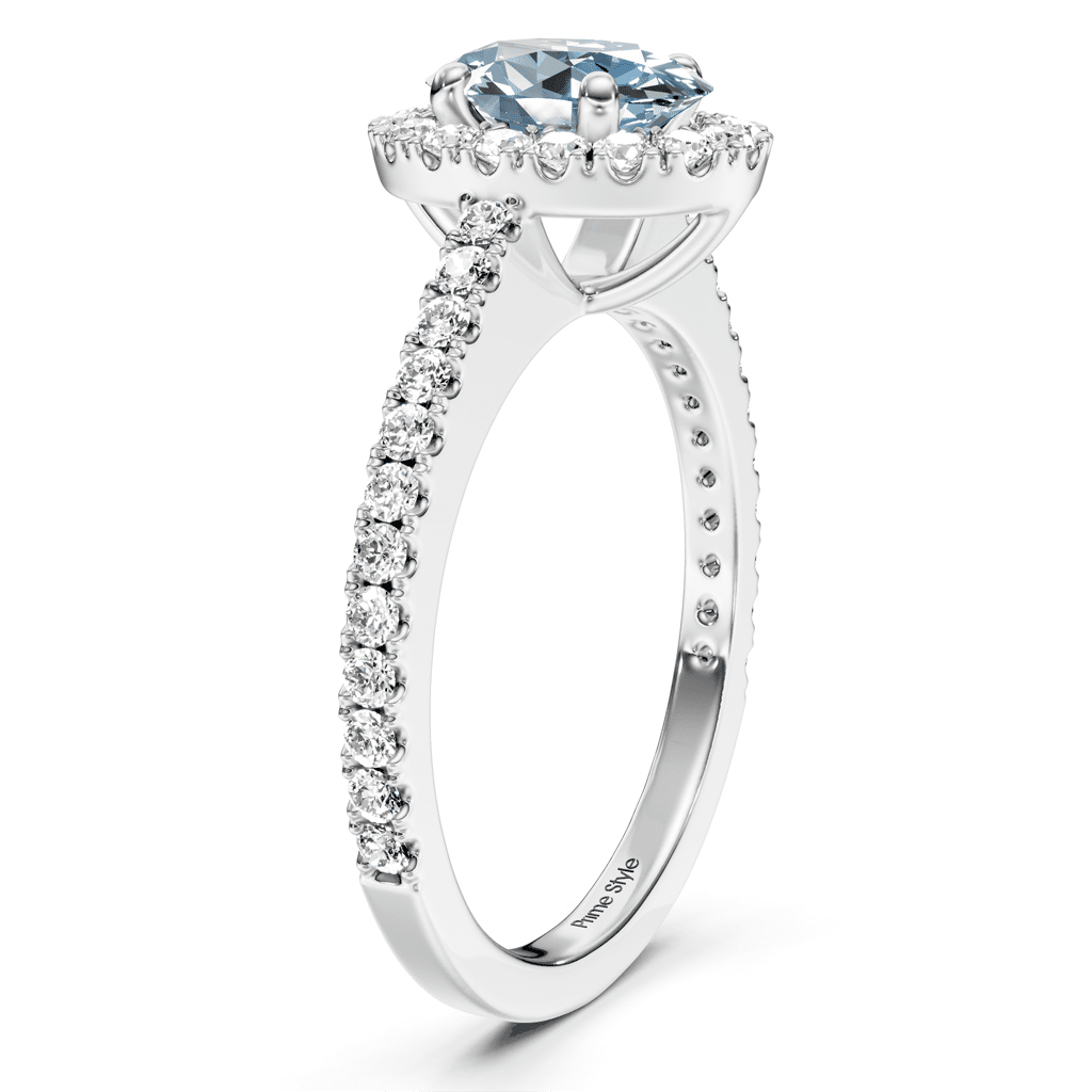 1.37-4.37 CT Oval & Round Cut Fancy Blue Diamonds - Engagement Ring