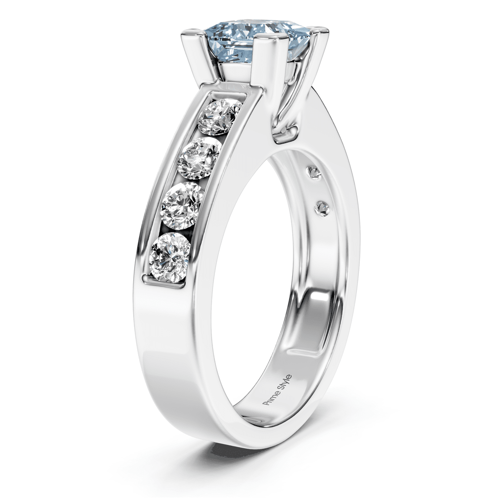 1.80 - 4.80 CT Princess & Round Cut Fancy Blue Diamonds - Engagement Ring - Primestyle.com