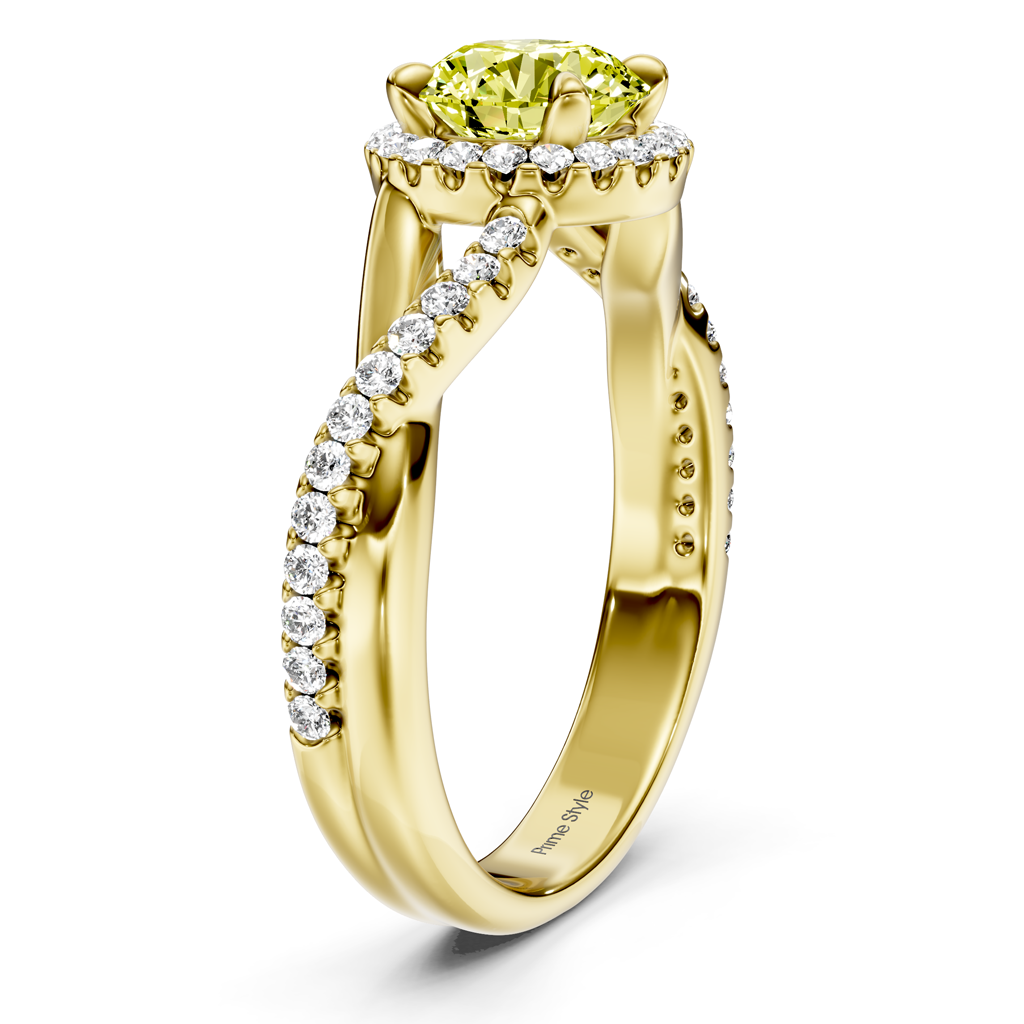 1.25-4.25 CT Round Cut Fancy Yellow Diamonds - Engagement Ring